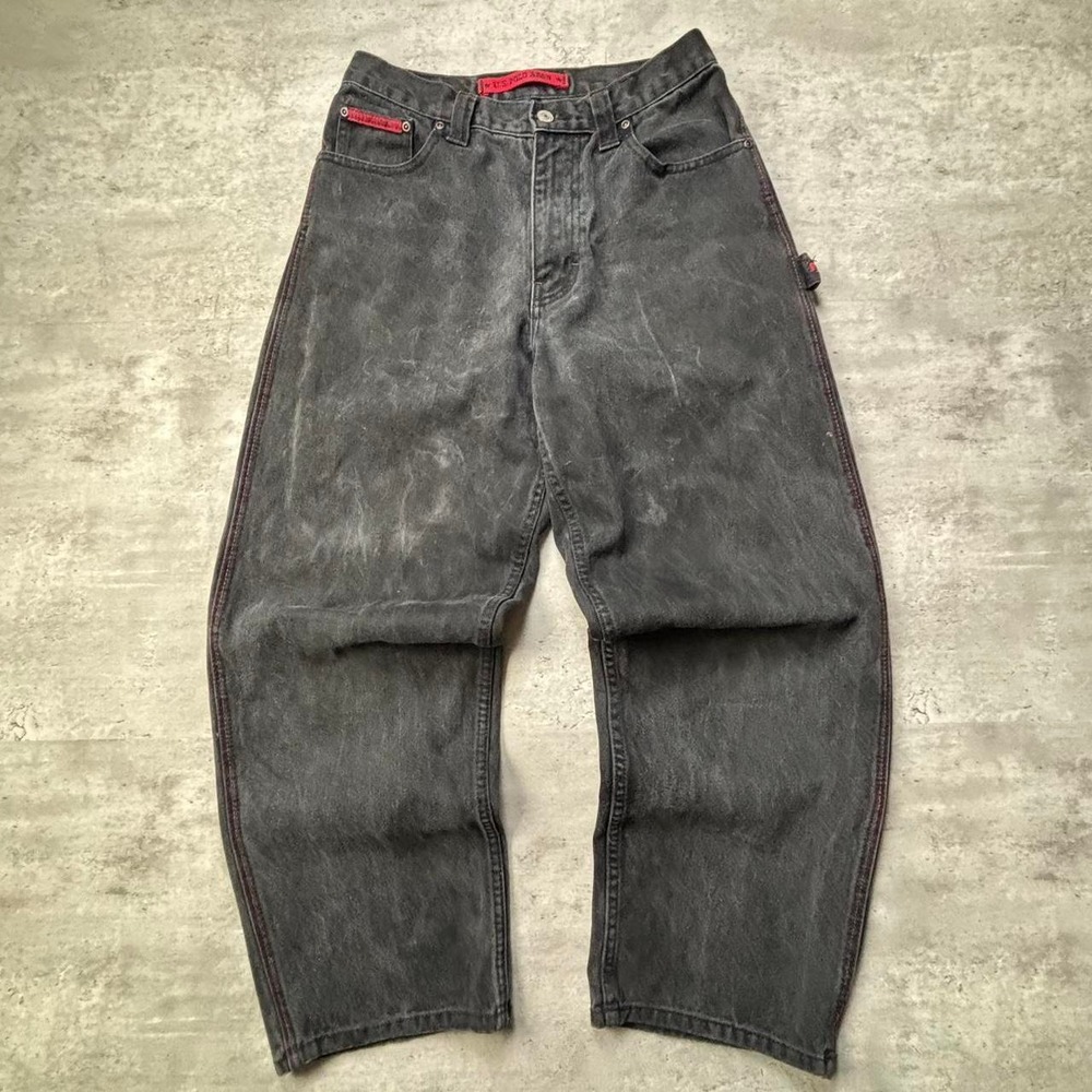 U.S. Polo Assn. Skater Jeans Women 26x28 Black Vintage Baggy Faded J279
